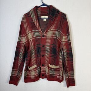 Vintage Denim & Supply Men's Ralph Lauren Red Cowl Neck Cardigan Sweater Size M